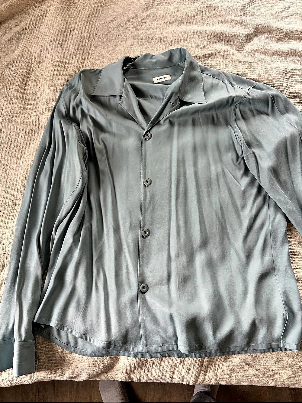 Sandro Fluid Long-Sleeve Shirt blue